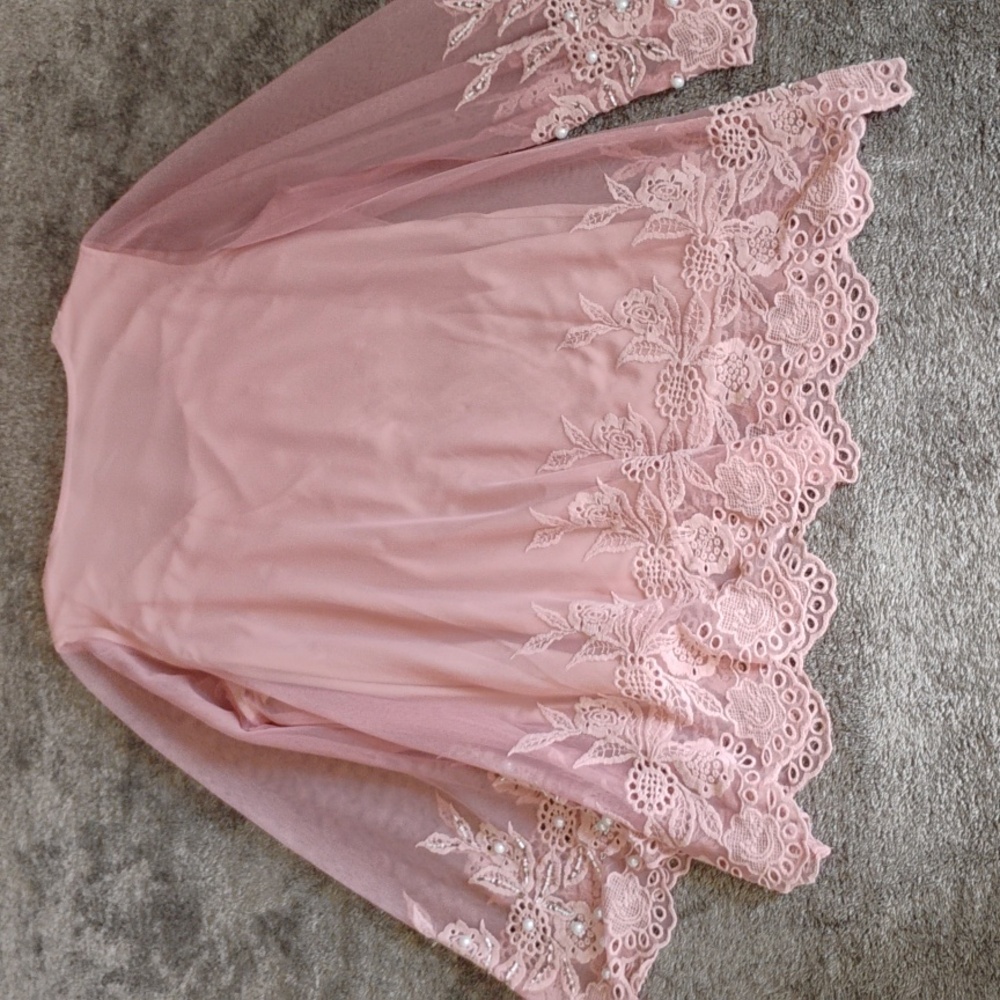 Roaman's NWT Sheer Mesh Illusion Tunic Pearl And Bead Embellished - Picture 9 of 9